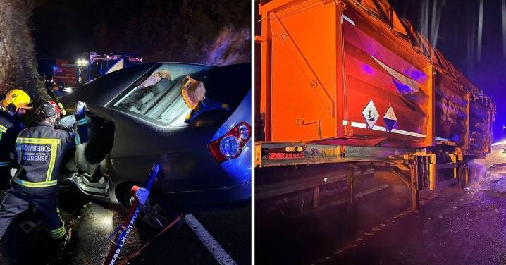 Jornada accidentada en O Carballiño: un atrapado y un incendio en un camión de mercancías peligrosas