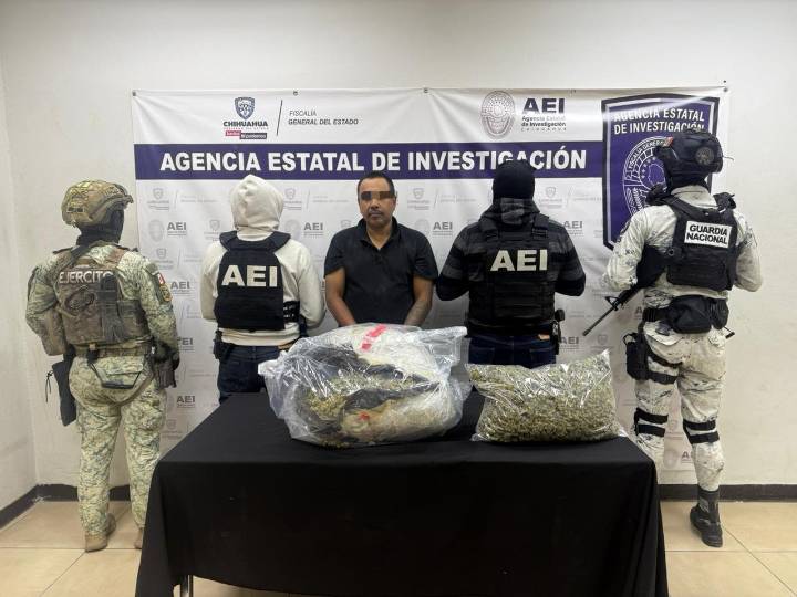Detienen a hombre en posesión de casi nueve kilos de marihuana