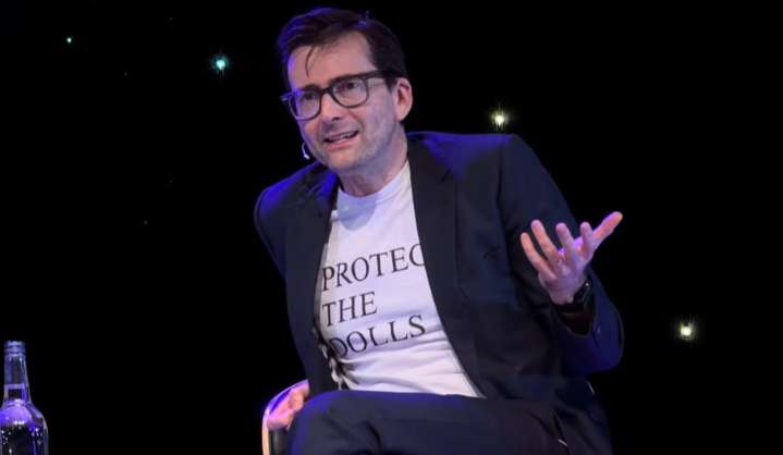 David Tennant wears trans rights 'Protect the Dolls' T