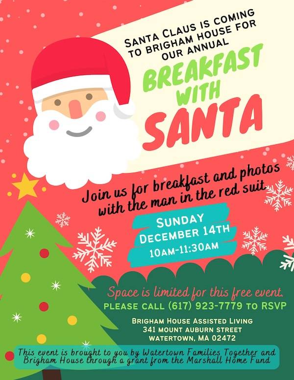 Watertown Families with Youngsters Invited to Breakfast with Santa