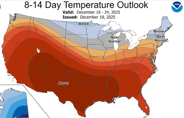 Long range outlook getting warmer for Christmas week