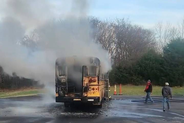 Elementary Students Evacuated from School Bus Before It Burst into Flames