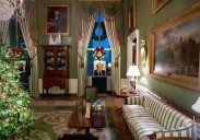 A pared-back White House Christmas —  with Lego portraits of Trump and Washington