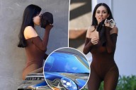 Bianca Censori covers face with spandex shorts before getting parking ticket