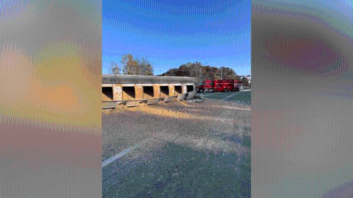 Mineola road shut down as overturned truck disrupts traffic