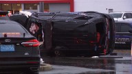 Officer injured after cruiser hydroplanes, flips over in Seekonk, Mass.