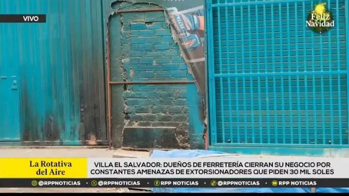 VES: dueños de ferretería cierran su negocio tras atentado de extorsionadores