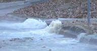 Pipe bursts at roundabout on Fairview Road