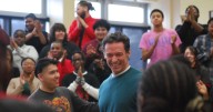 Actor Hugh Jackman surprises Milwaukee High School of the Arts students with holiday gifts