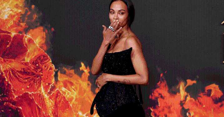 Zoe Saldaña Wows in Unusually Dramatic Balmain Ensemble