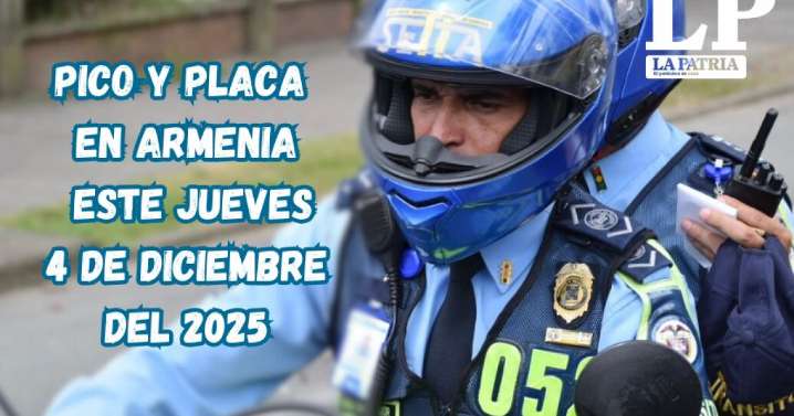 Pico y placa en Armenia (Quindío) este jueves, 4 de diciembre del 2025
