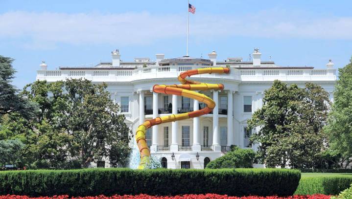 Trump Unveils White House Water Slide
