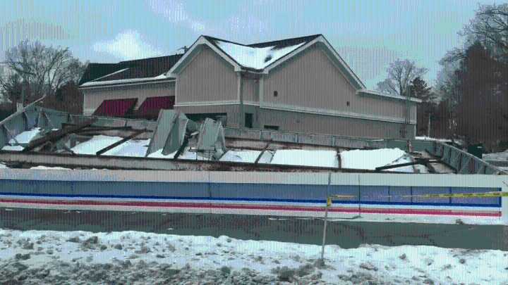 Cary gas station canopy collapses in snow