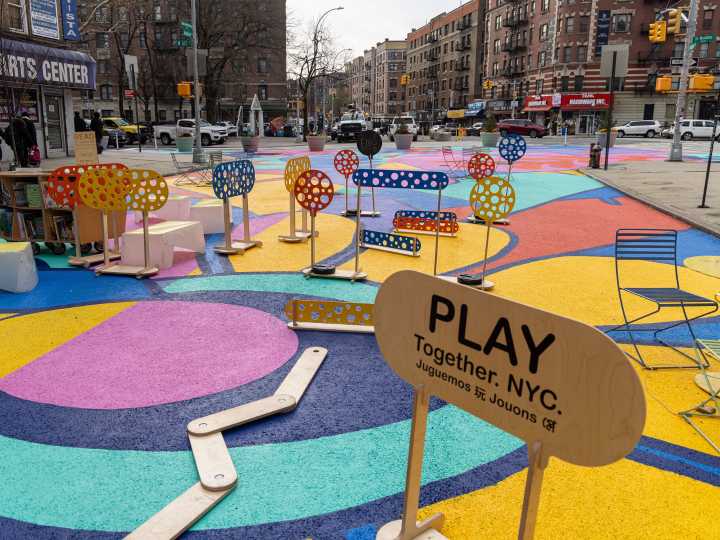 See the Colorful New Pedestrian Plaza is Washington Heights