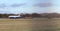 Moment Edinburgh British Airways flight met by fire crews as operations suspended