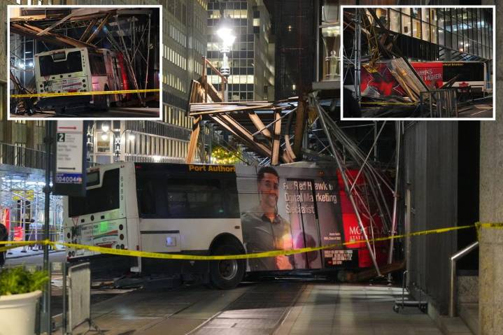 Port Authority bus crashes into NYC scaffolding