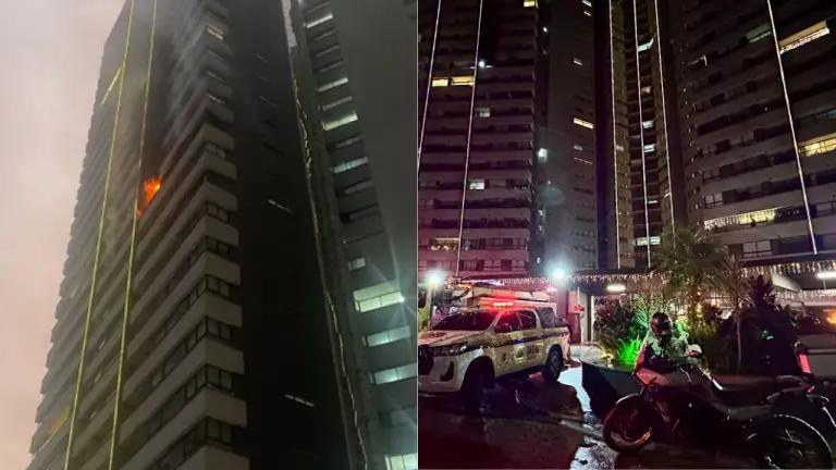 Grave incendio en piso 14 de edificio en Medellín durante celebración del Día de Velitas en Las Palmas