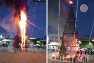 Queman árbol de Navidad por asesinato de Ángeles en Zitácuaro, Michoacán