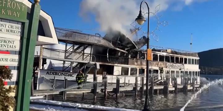 Tour boat catches fire on Lake George