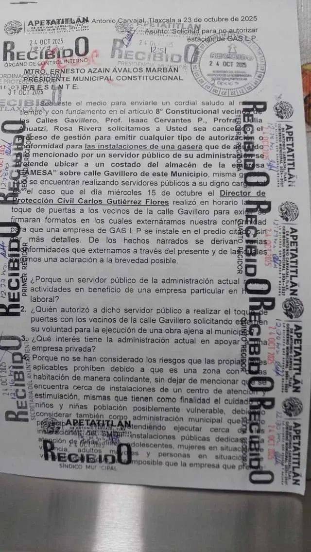 Demandan en Apetatitlán alto a gasera autorizada por alcalde por alto riesgo