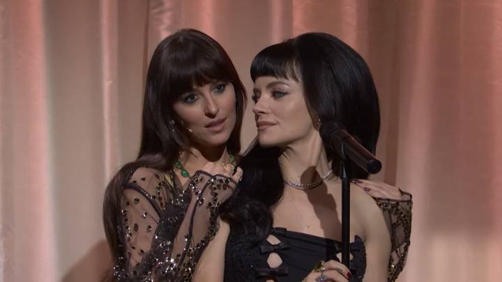 That’s Madeline! A Lingerie-Clad Dakota Johnson Joins Lily Allen on ‘SNL’
