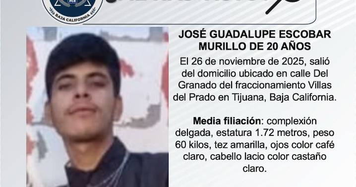 Se busca a José Guadalupe Escobar Murillo de 20 años de edad