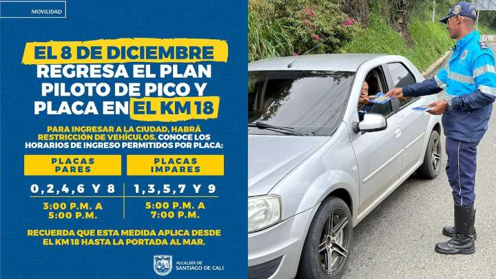 Regresa el plan piloto de pico y placa en la Vía al Mar kilómetro 18; Movilidad anunció medidas para el próximo festivo