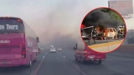 Camioneta se incendia en la México-Puebla y bloquea la circulación con dirección a CDMX