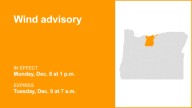 Wind advisory issued for Eastern Columbia River Gorge of Oregon and North Central Oregon until Tuesday morning