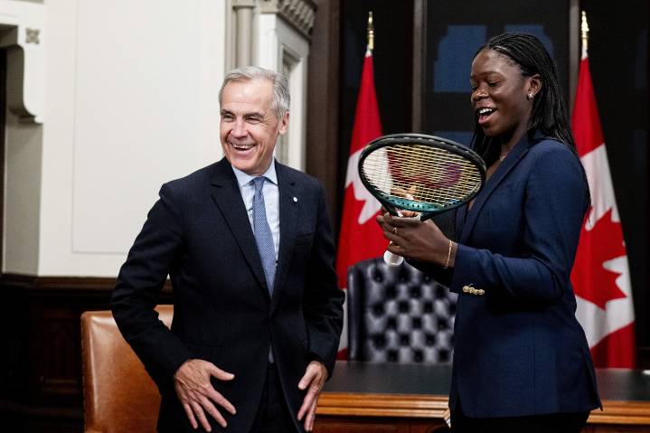 Prime Minister Carney hosts Canadian tennis star Mboko on Parliament Hill