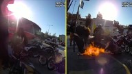 Mujer se molestó por fiscalización y quemó su moto en Independencia