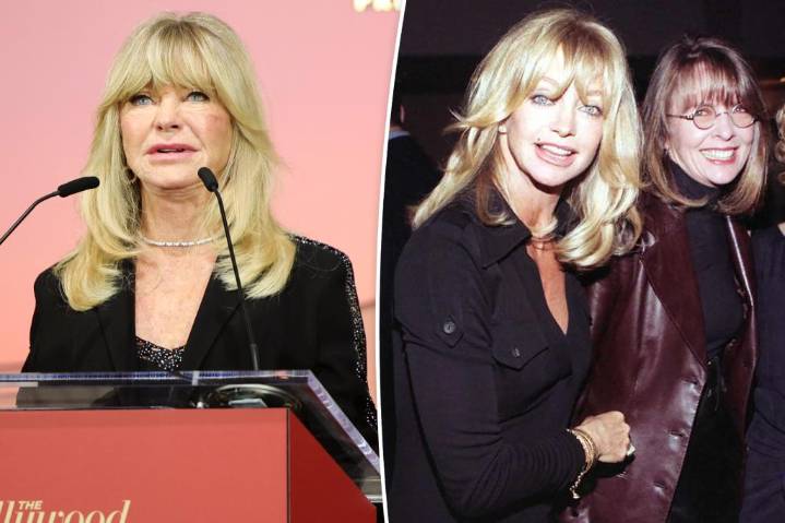 Goldie Hawn cries during emotional tribute to Diane Keaton