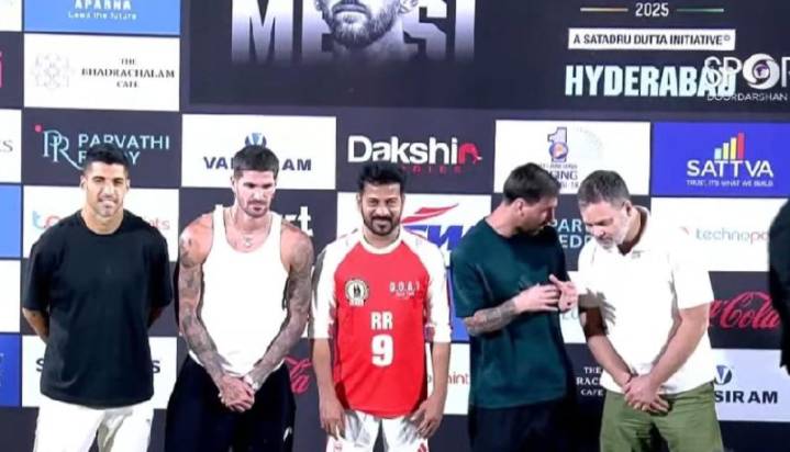GOAT Tour: Messi Appears At Uppal Stadium In Hyderabad, Seen Waving To The Crowd In Broadcast Visuals