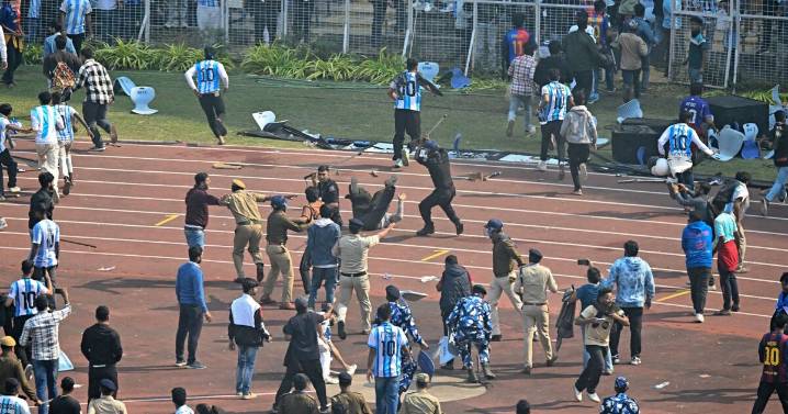 Lionel Messi's trip to India sparks chaos as fans launch pitch invasion