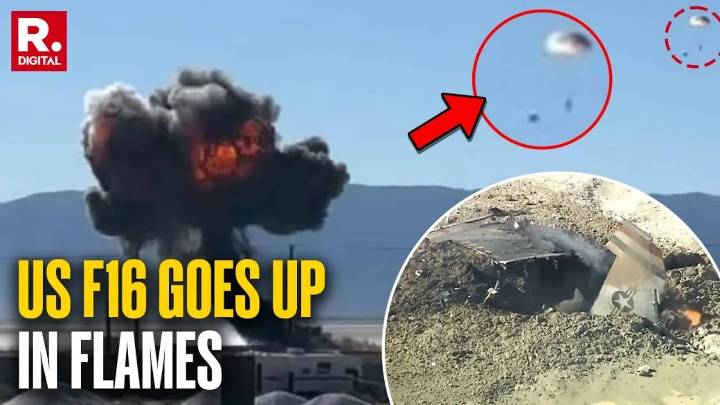 US F16-C Jet Crashes Into Flames In California, Pilot Ejects Safely Republic Videos