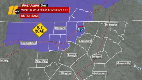 Black Ice concerns overnight for areas north of the Triangle