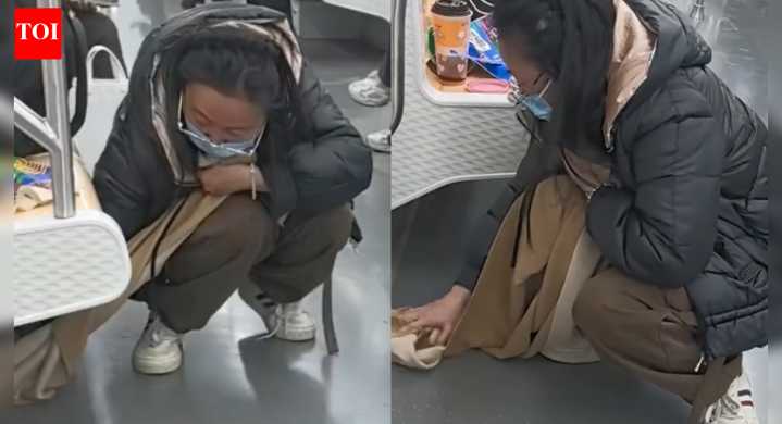 ‘Respect’: Chinese woman uses her scarf to clean up spilled bubble tea in metro