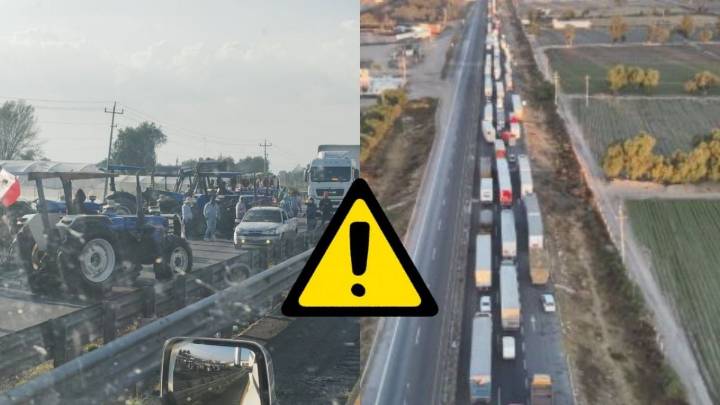 Bloqueo de agricultures en autopista Puebla-México afecta paso a Veracruz; suma más de 14 horas