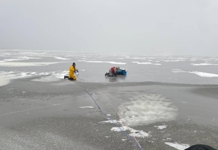 Fisherman rescued after becoming trapped on patch of thin lake ice