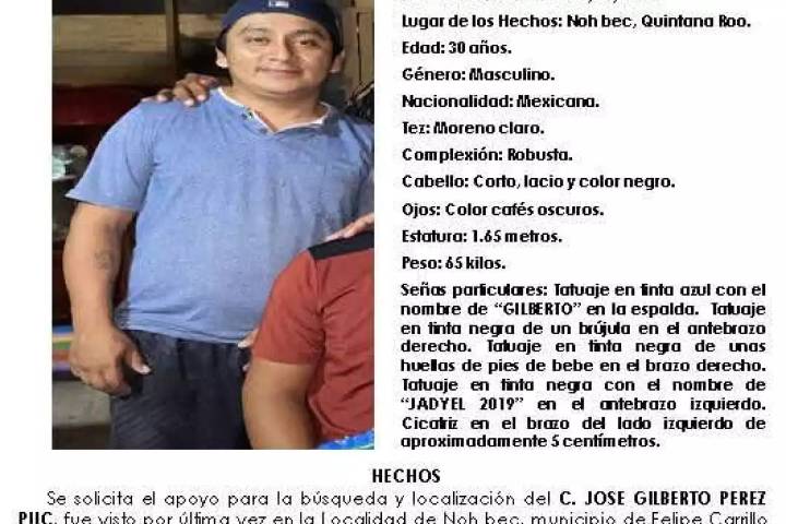 Denuncian desaparición de un hombre de Noh Bec tras 20 días sin saber de él