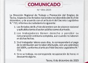 DRTPE TACNA ACLARA ALCANCES DE LOS FERIADOS NACIONALES DEL 8 Y 9 DE DICIEMBRE