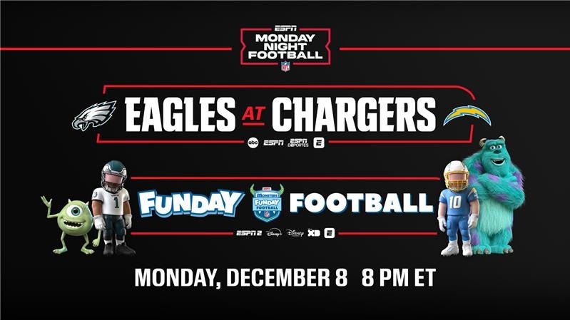 How to watch Eagles-Chargers Monsters Funday Football MNF on ESPN