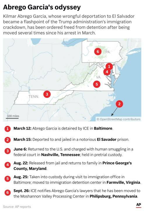 Kilmar Abrego Garcia freed from federal immigration detention, his attorney's office says
