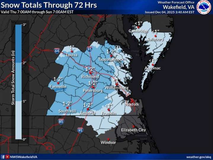 Historic Triangle May See Wintry Mix Early Friday Morning