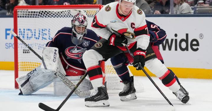 Stützle scores 2 as Senators use 4-goal 1st period to beat Blue Jackets 6–3