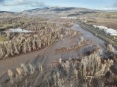 Floodwaters Spread East from Little Red School House in Naches