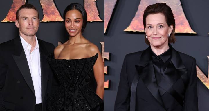 Zoe Saldana, Sam Worthington, & Sigourney Weaver Coordinate in Black for ‘Avatar: Fire And Ash’ European Premiere in France! | Avatar, avatar: fire and ash, Bailey Bass, Britain Dalton, Jack Champion,