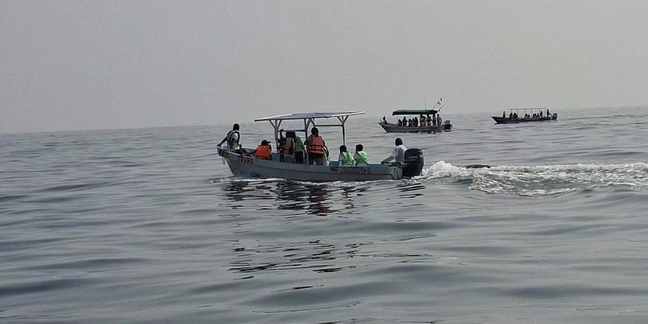 Realizan recorrido de avistamiento de ballenas durante el Ballena Fest en Puerto Ángel