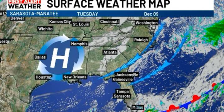 Cool and calm weather for the Suncoast is locked in.