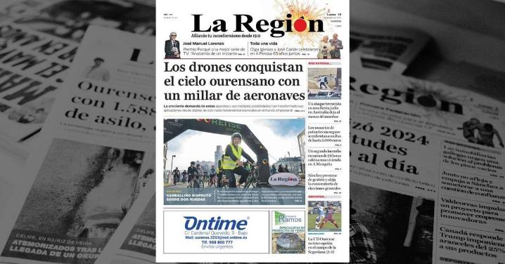 La portada de La Región de este lunes, 15 de diciembre